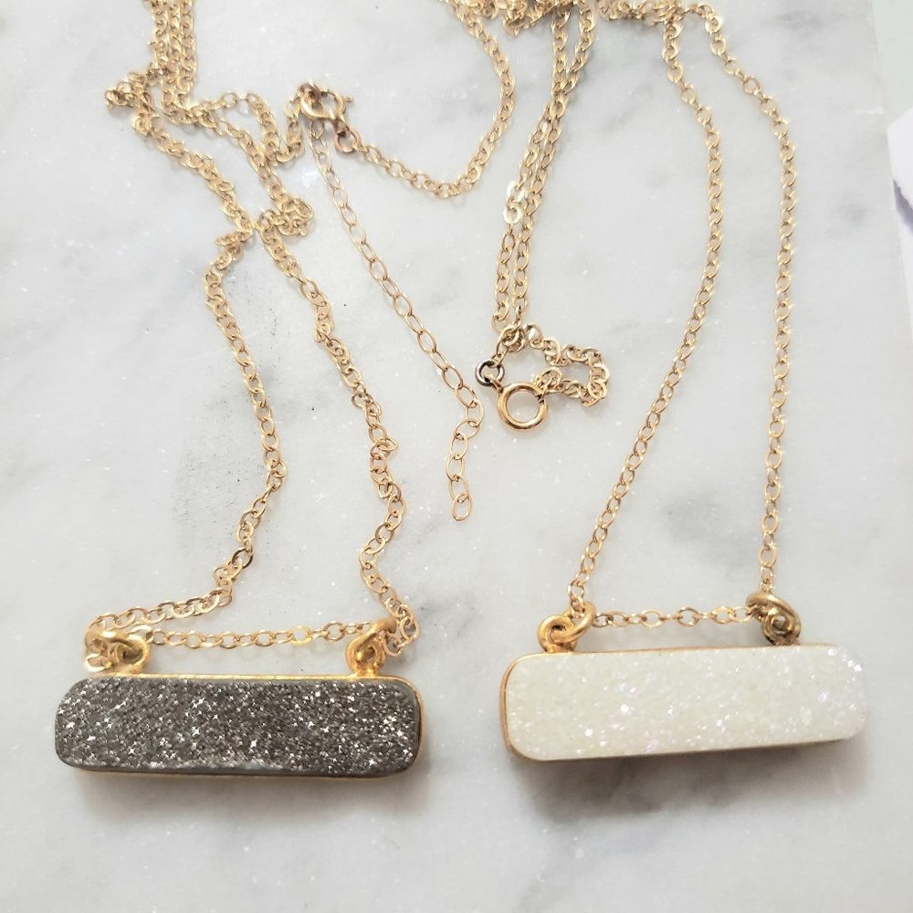 NATURAL DRUZY with Gold Filled Chain